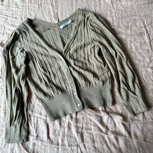 Moussy Beige Eyelit Knit Cardigan